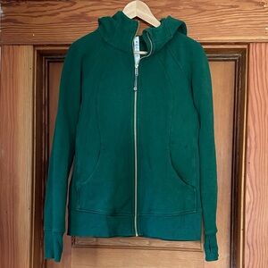 Lululemon Green with Gold Logo Zip-Up Scuba Hoodie